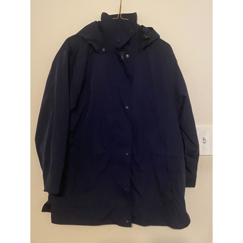 Women's L.L. Bean Traveler Navy Blue Rain Trench Coat 0TF19 Size SP Small Petite